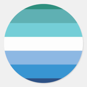 Sticker Rond Drapeau de fierté masculine gaie (Azure)