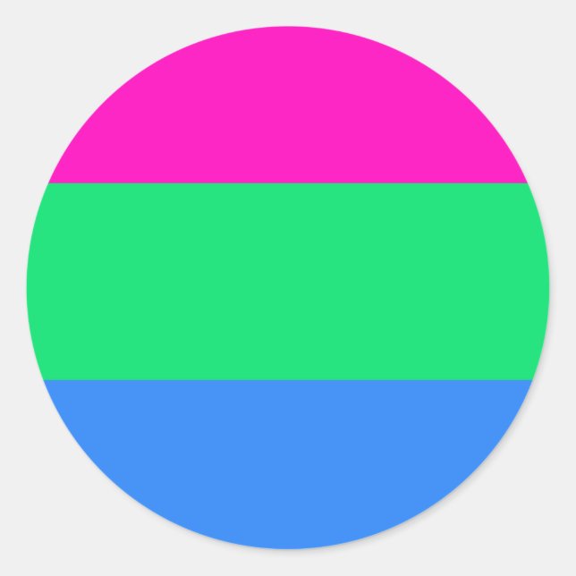 Sticker Rond Drapeau de fierté polysexuelle (Devant)