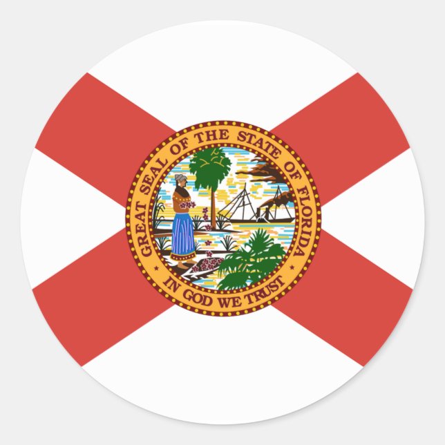 Sticker Rond Drapeau de Floride (Devant)