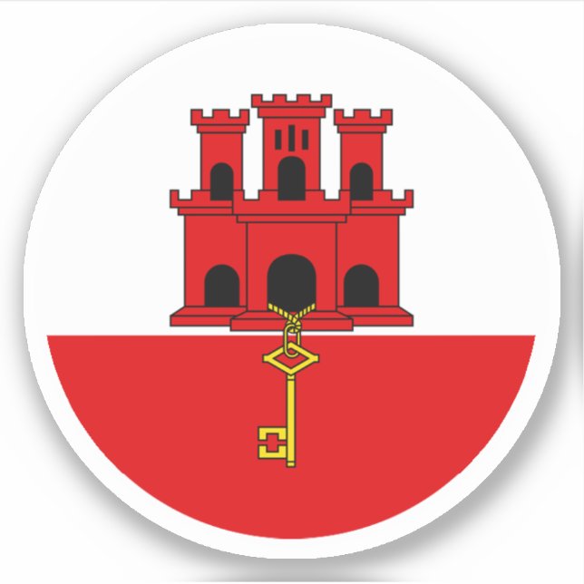 Sticker rond drapeau de Gibraltar (Devant)