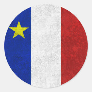 Sticker Rond Drapeau de grunge affligée par Acadia