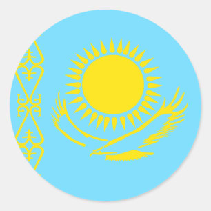 Sticker Rond Drapeau de haute qualité du Kazakhstan