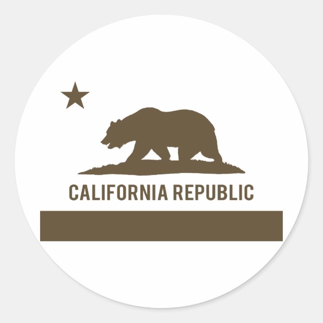 Sticker Rond Drapeau de la Californie - Brown (Devant)