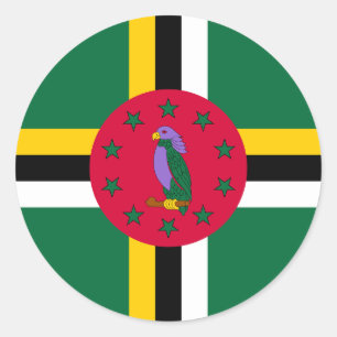 Sticker Rond Drapeau de la Dominique
