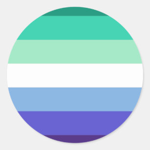 Sticker Rond Drapeau de la fierté des hommes gais (bleu et azur