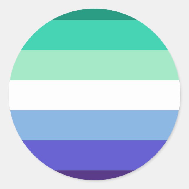 Sticker Rond Drapeau de la fierté des hommes gais (bleu et azur (Devant)