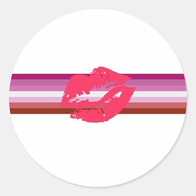 Sticker Rond Drapeau de la fierté lesbienne (Devant)