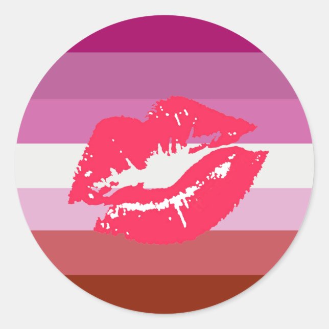 Sticker Rond Drapeau de la fierté lesbienne (Devant)