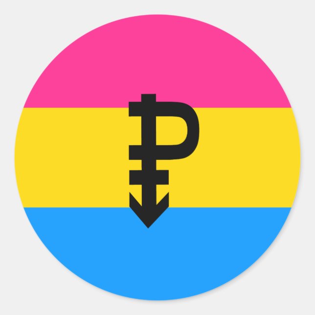 Sticker Rond Drapeau de la fierté Pansexual (Devant)