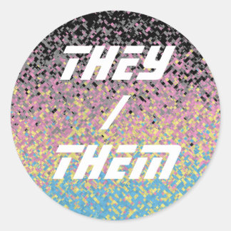 Sticker Rond Drapeau de la Fierté Polygenre Pixellée Trippy