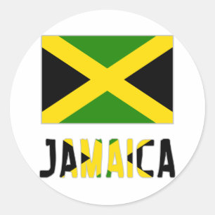 Sticker Rond Drapeau de la Jamaïque & Mot