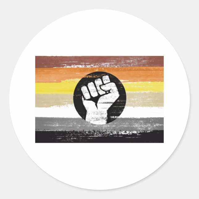Sticker Rond Drapeau de la protestation peinte à l'ours (Devant)