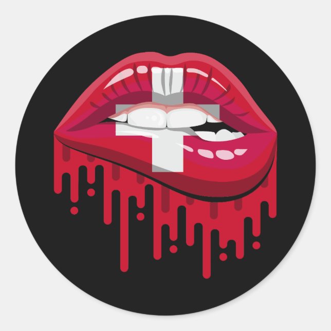 Sticker Rond Drapeau de la racine de la fierté des lèvres (Devant)