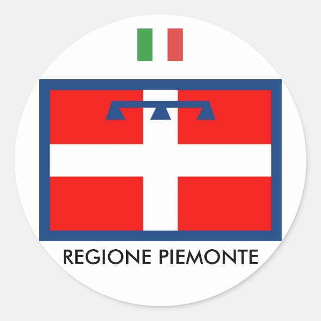 Sticker Rond Drapeau de la région de Piemonte (Devant)