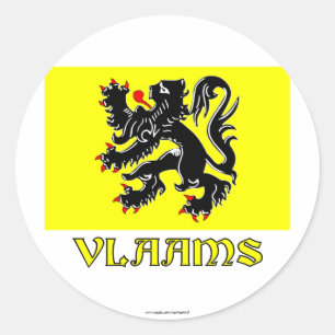 Sticker Rond Drapeau de la région Flandre avec nom