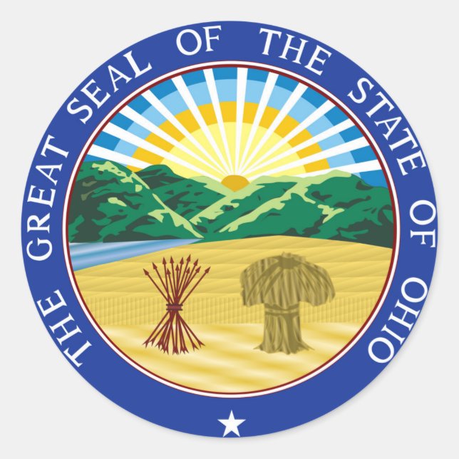 Sticker Rond drapeau de la république de l'Ohio (Devant)