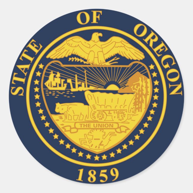 Sticker Rond drapeau de la république de l'Oregon (Devant)