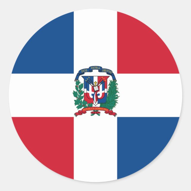 Sticker Rond Drapeau de la République Dominicaine (Devant)