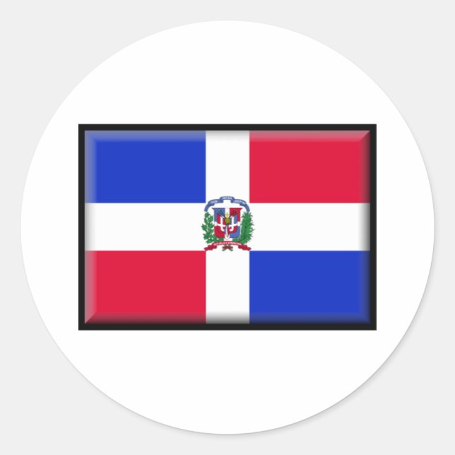 Sticker Rond Drapeau de la République Dominicaine (Devant)