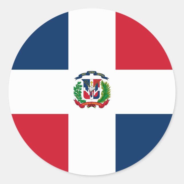 Sticker Rond Drapeau de la République Dominicaine (Devant)