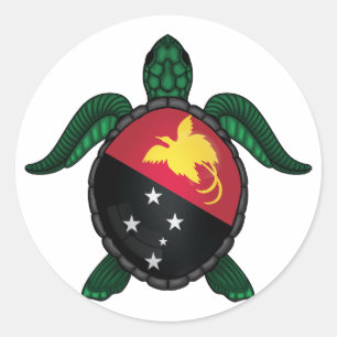 Sticker Rond Drapeau de la tortue de Papouasie-Nouvelle-Guinée