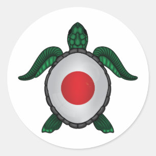 Sticker Rond Drapeau de la tortue japonaise