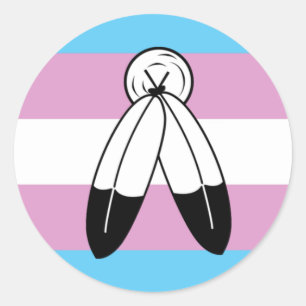 Sticker Rond Drapeau de la Trans Pride à deux esprits