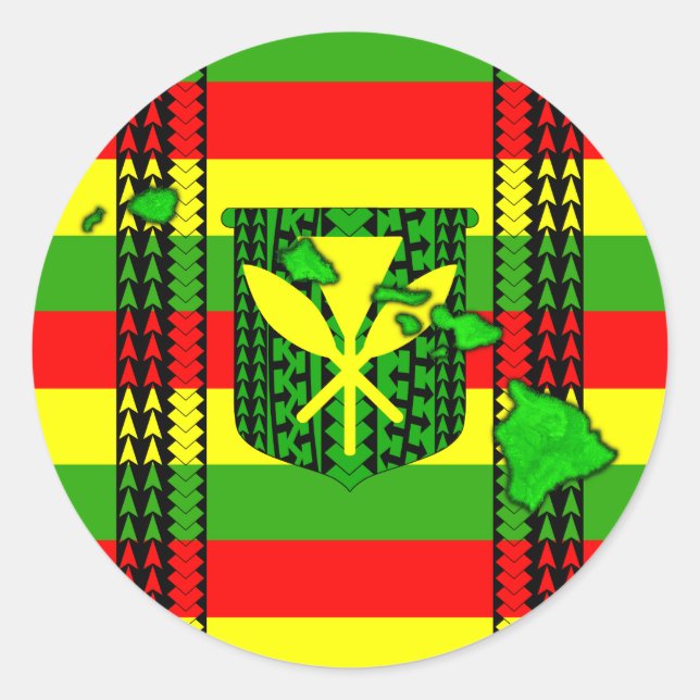Sticker Rond Drapeau de la tribu insulaire Kanaka Maoli (Devant)