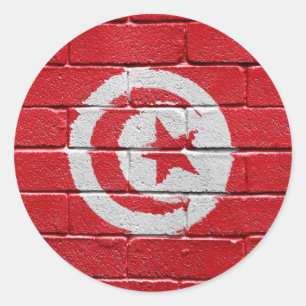 Sticker Rond Drapeau de la Tunisie