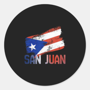 Sticker Rond Drapeau de la ville de San Juan Porto Rico Vintage