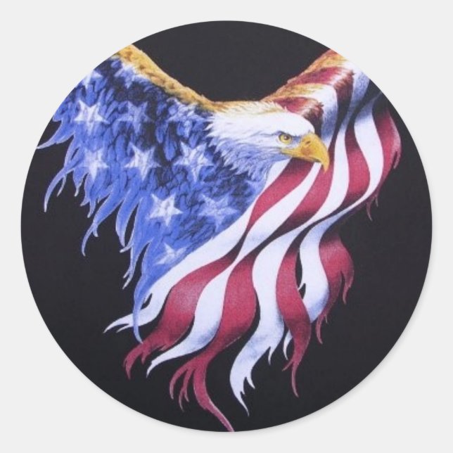 Sticker Rond Drapeau de l'aigle américain (Devant)