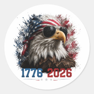 Sticker Rond Drapeau de l'Aigle Patriotique America 250  1776–2