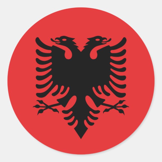 Sticker Rond Drapeau de l'Albanie (Devant)