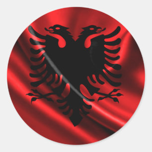 Sticker Rond Drapeau de l'Albanie, drapeau albanais