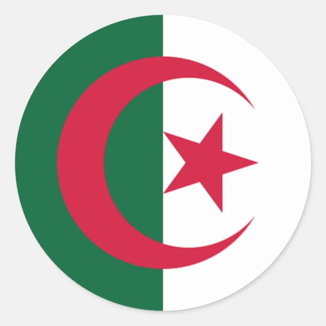 Sticker Rond Drapeau de l'Algérie (Devant)