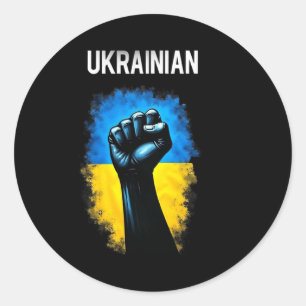 Sticker Rond Drapeau de l'armée ukrainienne Symbole de tridente