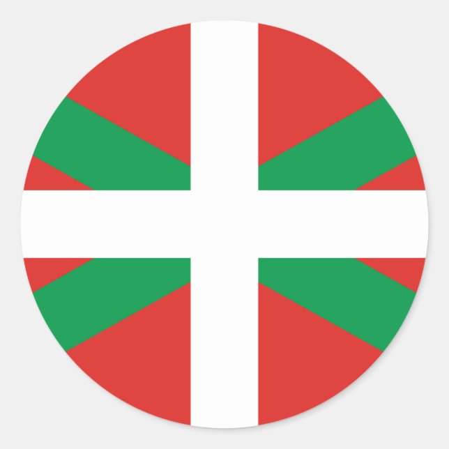 Sticker Rond Drapeau de l'Autocollant Pays Basque (Devant)