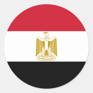 Sticker Rond Drapeau de l'Égypte