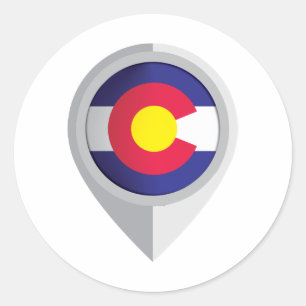 Sticker Rond Drapeau de l'emplacement de la broche du Colorado