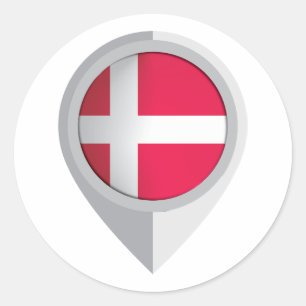 Sticker Rond Drapeau de l'emplacement de la broche du Danemark