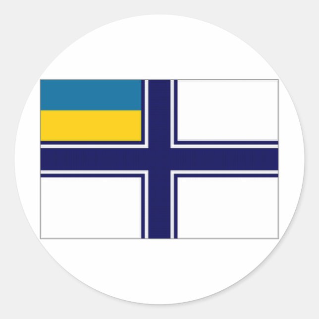 Sticker Rond Drapeau de l'enseigne de la marine ukrainienne (Devant)