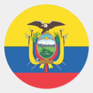 Sticker Rond Drapeau de l'Équateur