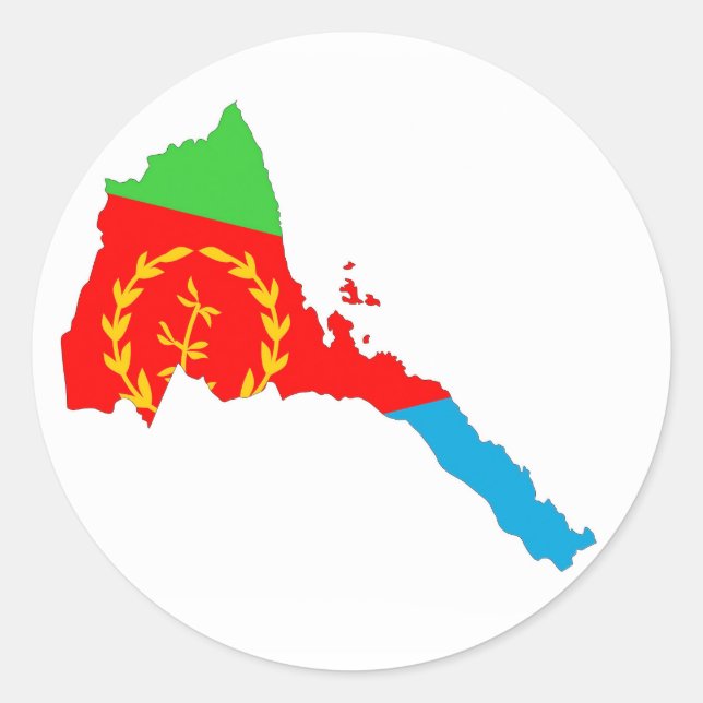Sticker Rond Drapeau de l'Erythrée forme de la carte (Devant)
