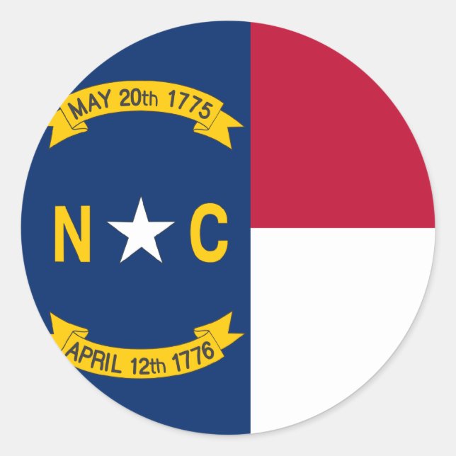 Sticker Rond Drapeau de l'État de Caroline du Nord (Devant)
