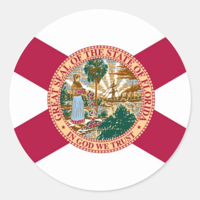 Sticker Rond Drapeau de l'État de Floride (Devant)
