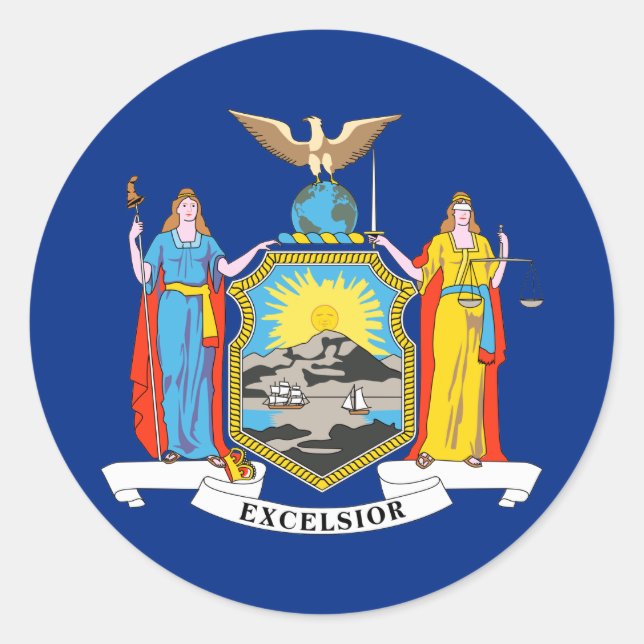 Sticker Rond Drapeau de l'État de New York (Devant)