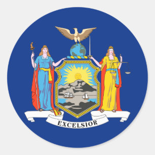 Sticker Rond Drapeau de l'État de New York