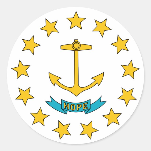Sticker Rond Drapeau de l'État de Rhode Island (Devant)