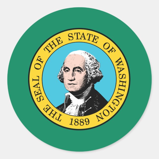 Sticker Rond Drapeau de l'État de Washington (Devant)