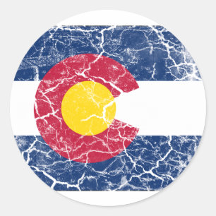 Sticker Rond Drapeau de l'État du Colorado Vintage